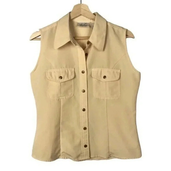 Vintage Tops - Vintage Kathie Lee Yellow Button Down Tank Top S